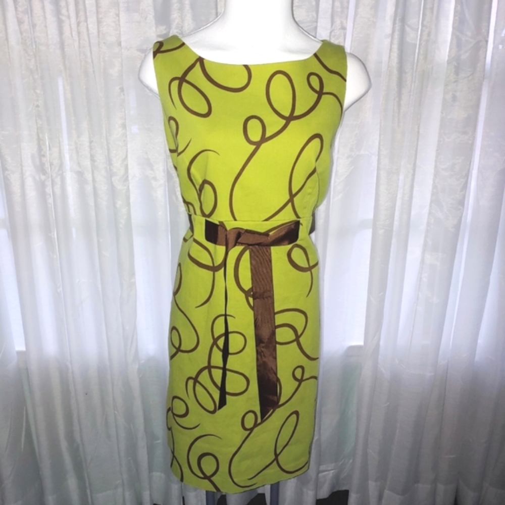 Jessica Howard Lime and Chocolate Swirl Midi Dress